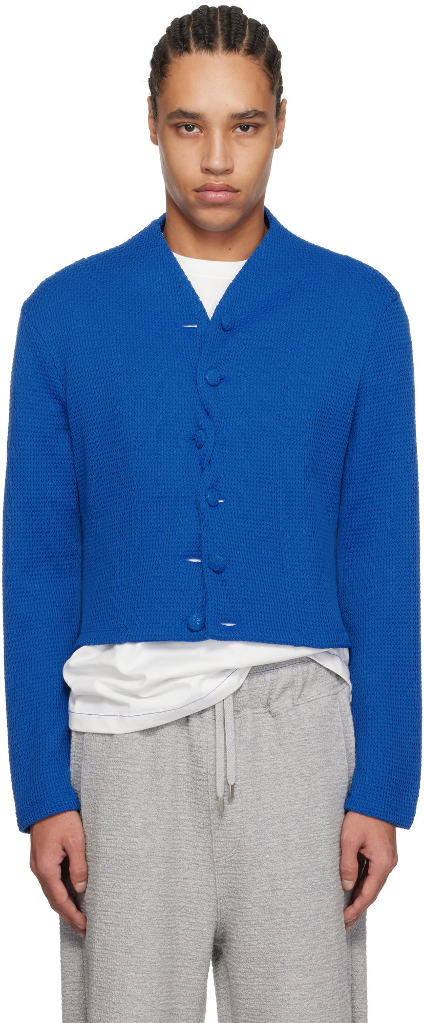 Pleteni pulover ADER ERROR ADER error 62 Cropped Cardigan Modra | BO01SSKT0702BL