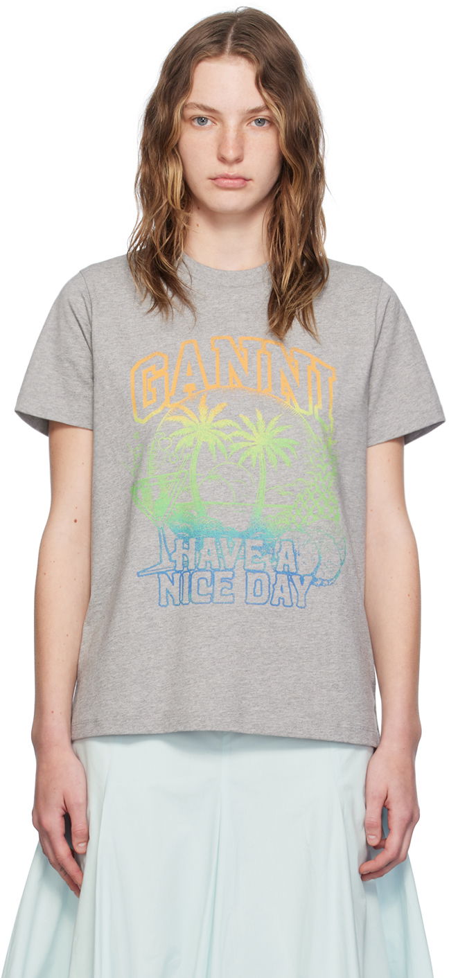 Majica GANNI Gray Holiday T-Shirt Siva | T3920