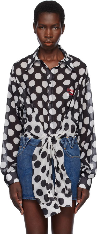 Srajce Charles Jeffrey Loverboy Charles Jeffrey LOVERBOY Polka Dot Tie-Front Blouse Črna | 54070301, 0