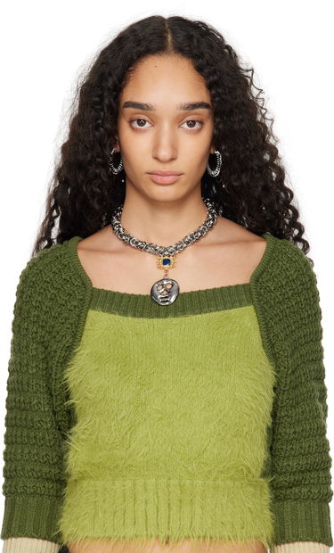 Uhani Chopova Lowena Nimbus Mini Hoop Earrings with Leather Braid Črna | 6510, 2