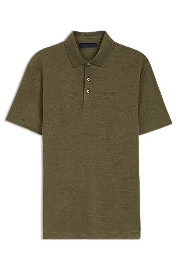 Polo majica BOSS BECKHAM x BOSS Linen Polo Shirt Zelena | 50552246