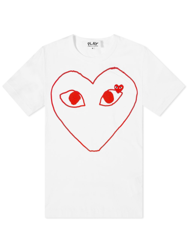 Majica Comme des Garçons Play Outline Heart Logo Tee Bela | P1T100-1