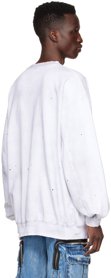 Pulover We11done We11done Distressed Cotton Sweatshirt Bela | WD-TS1-22-620-U-WH, 2