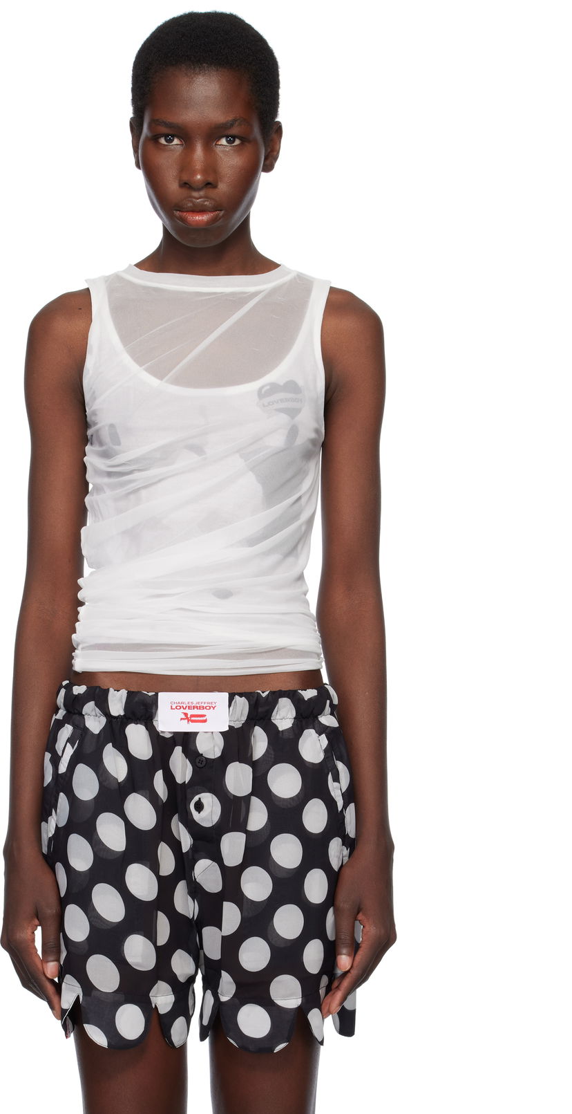 Majica brez rokavov Charles Jeffrey Loverboy Charles Jeffrey LOVERBOY Draped Mesh Tank Top Večbarvna | 54080201