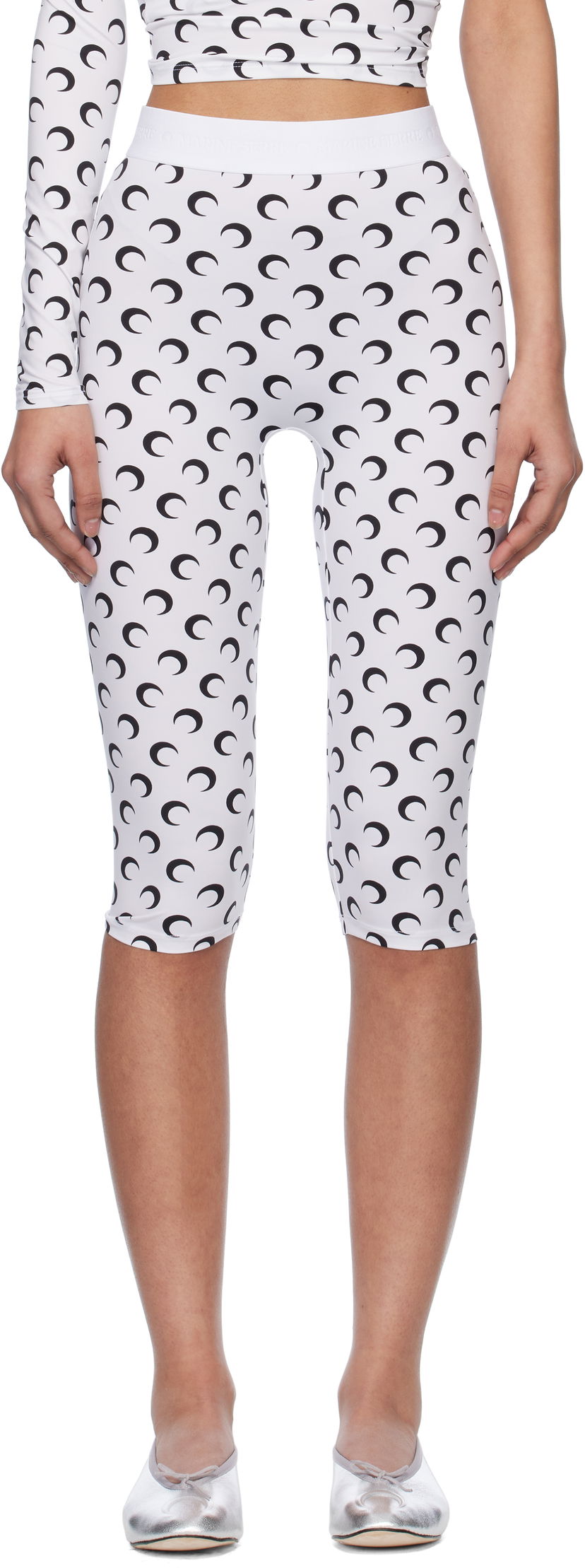 Pajkice Marine Serre Marine Serre Moon Print Jersey Capri Leggings Bela | WPA157A CJER0001