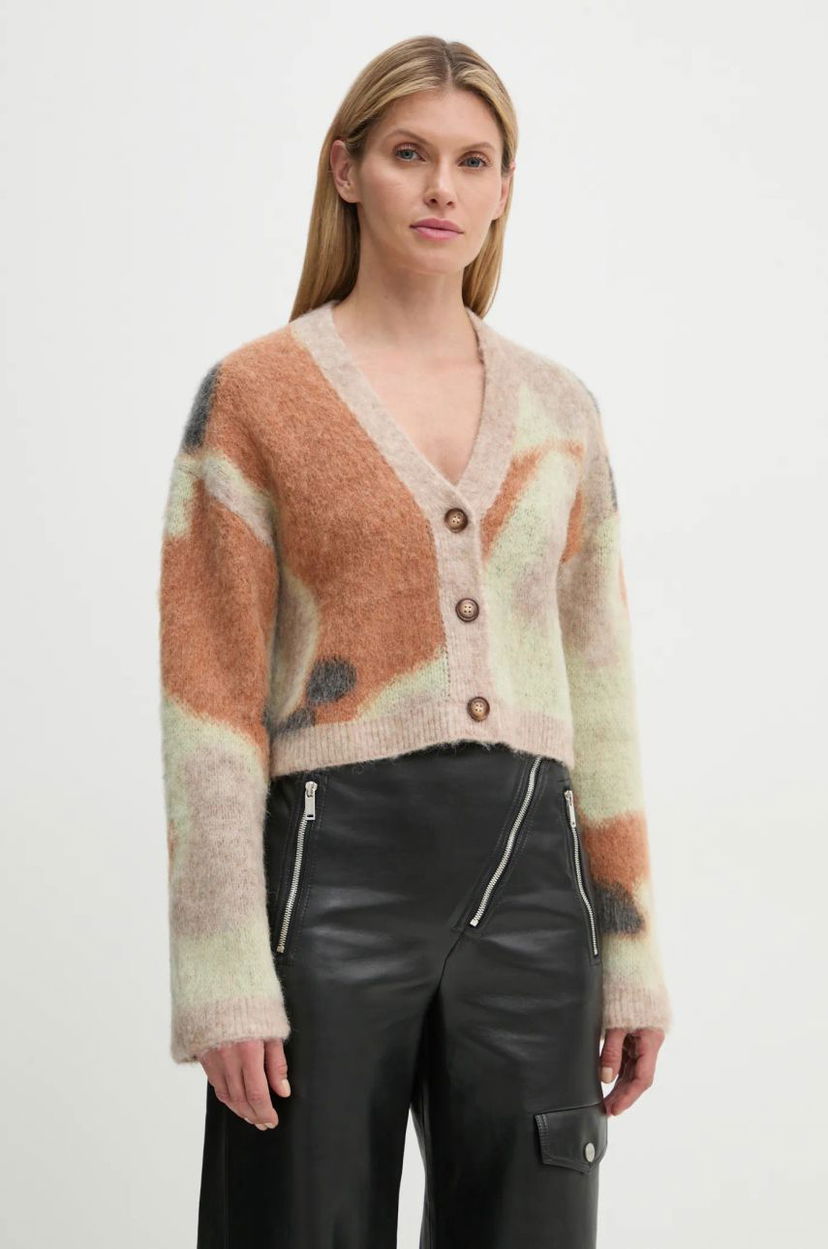 Pleteni pulover Nanushka Abstract Print Cropped Cardigan Rjava | NW24FWSW44376