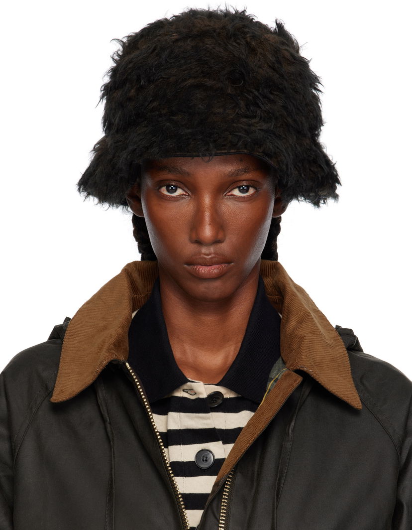 Klobuk OUR LEGACY Shaggy Faux-Fur Logo Hardware Bucket Hat Črna | A4258BOB