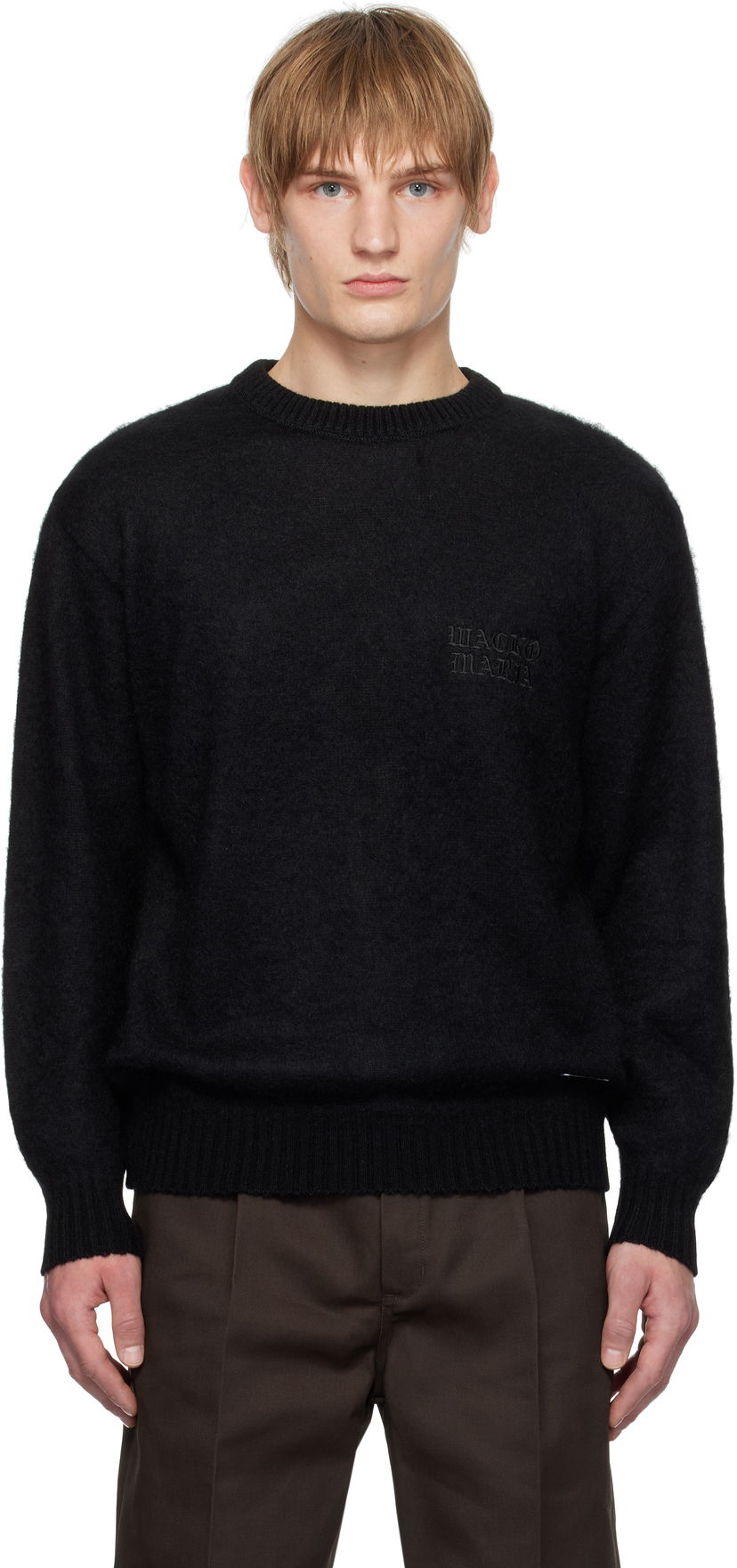 Pleteni pulover WACKO MARIA Mohair Crew Neck Sweater Črna | 24FW-WMK-KN24