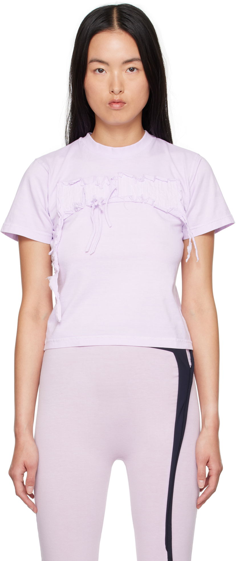 Majica Ottolinger Ottolinger Distressed Otto Fitted T-Shirt Lila | 2215014014
