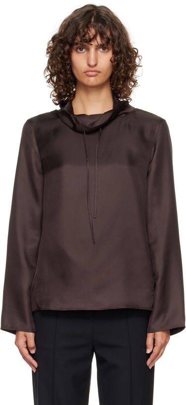 Srajce Loulou de Saison Loulou de Saison Cyna Silk Cowl Neck Blouse Rjava | CYNA, 0
