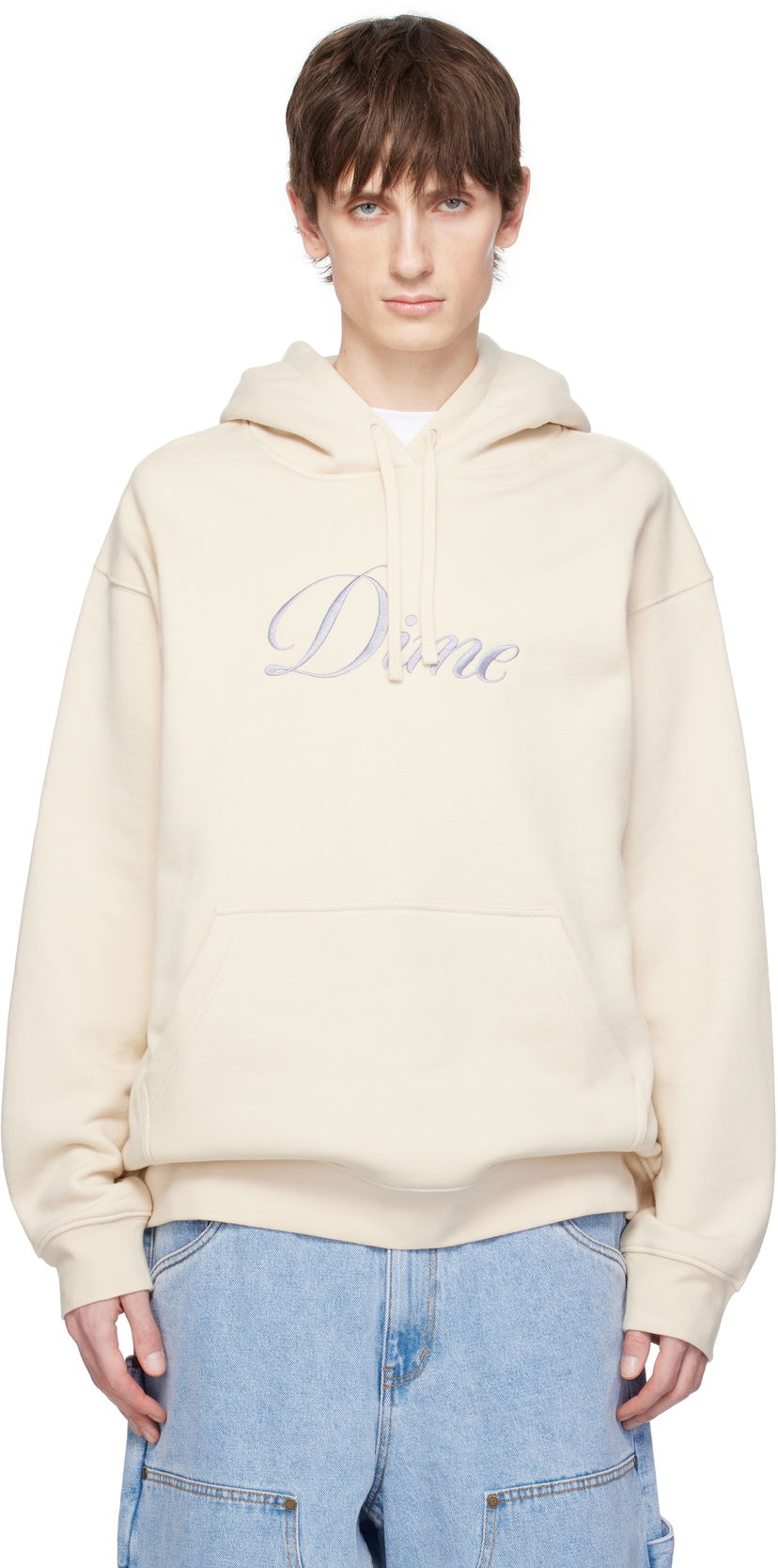 Pulover Dime Dime Cursive Logo Hoodie Bež | DIMESP2544FOG
