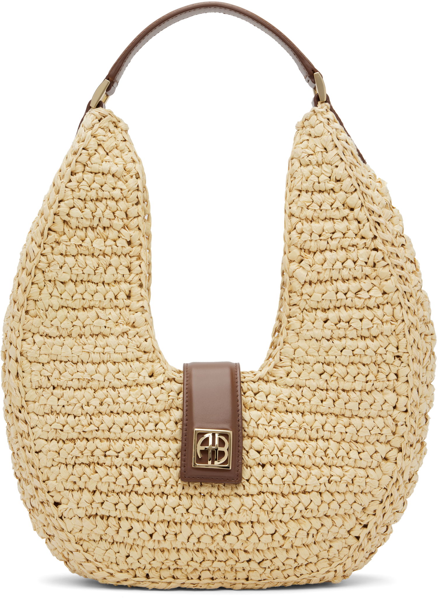 Torba za čez ramo Anine Bing ANINE BING Lou Monogram Raffia Shoulder Bag Bež | A-13-11207-NAT1, 0