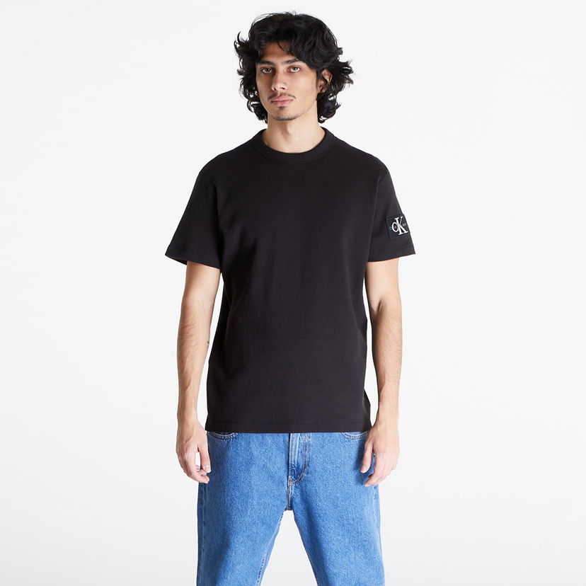 Majica CALVIN KLEIN Jeans Badge Waffle Short Sleeve Tee Črna | J30J323489 BEH