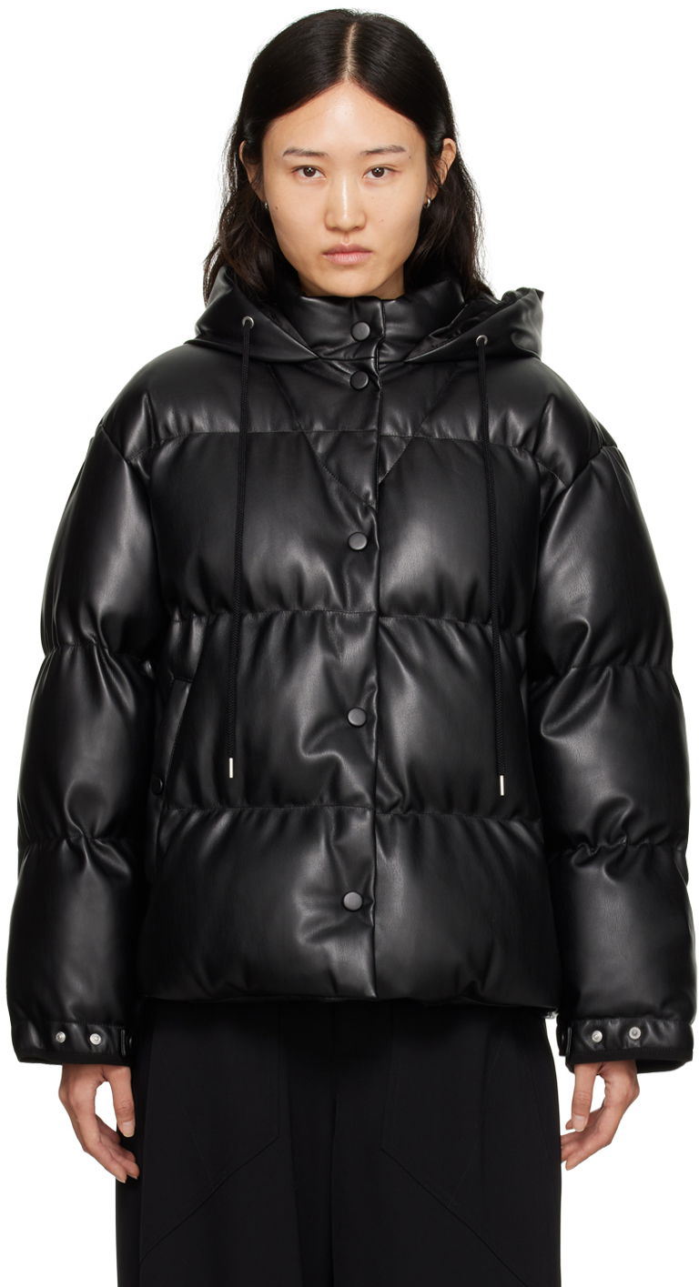 Puhovka Stella McCartney Stella McCartney Faux-Leather Puffer Jacket Črna | 6800773BU393