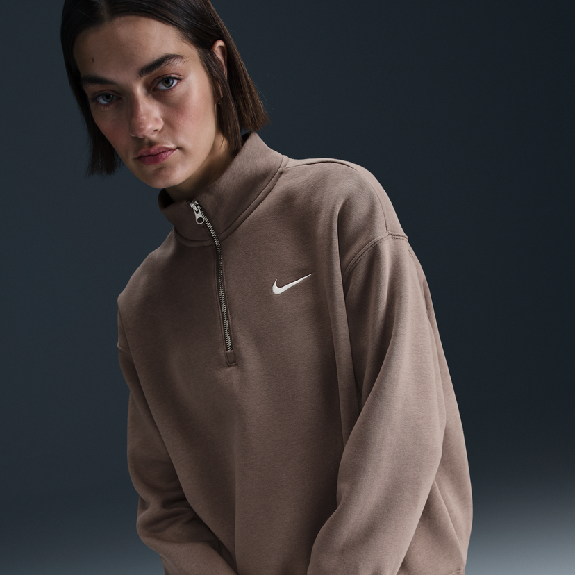 Pulover Nike Sportswear Phoenix Fleece Quarter-Zip Sweatshirt Rjava | HJ0931-233