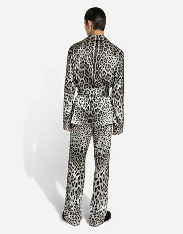 Hlače Dolce & Gabbana Leopard-print Satin Pants Siva | GVRMATIS1WTHI13N, 2