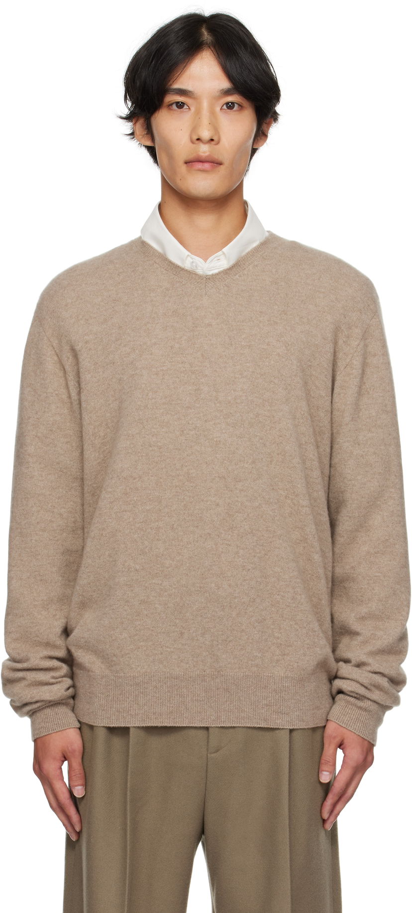 Pleteni pulover The Row The Row Rod V-Neck Sweater Bež | 1014-Y556