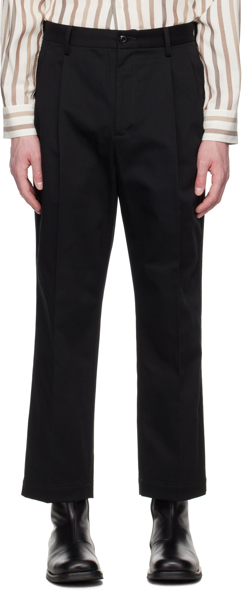 Hlače WACKO MARIA WACKO MARIA Double Pleated Chino Trousers Črna | 25SS-WMP-PT13