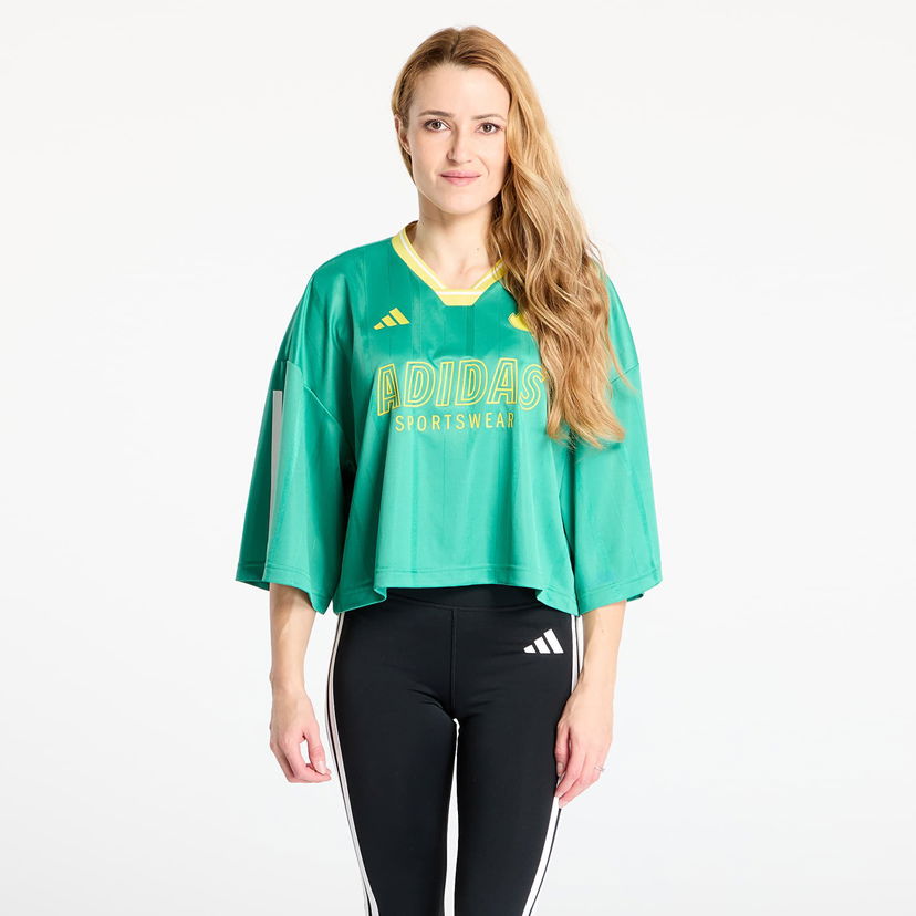Dres adidas Performance Tiro Cut 3 Stripes Oversized Mesh Cropped Jersey Zelena | JG4096