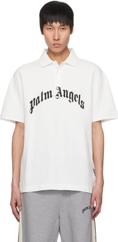 Polo majica Palm Angels Palm Angels Curved Logo Polo Bela | PMGB012S25FAB0030310, 0