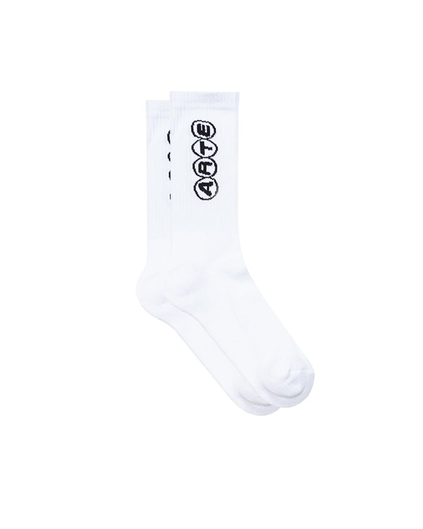 Nogavice Arte Antwerp Arte Antwerp Circle Logo Crew Socks Bela | AW25-236M-WHT
