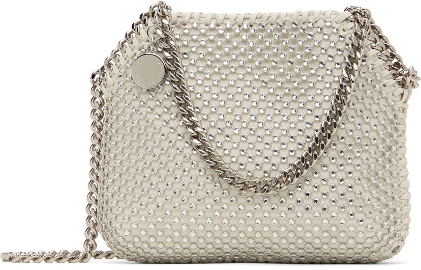 Torba za čez ramo Stella McCartney Mini Falabella Crystal Mesh Bag Siva | 700109WP0499