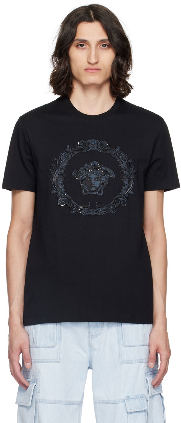 Majica Versace Black Medusa Cartouche T-Shirt Črna | 1013944_1A10645