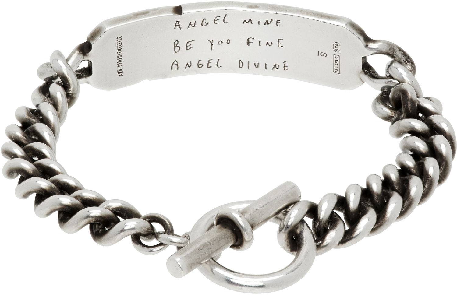 Zapestnica Ann Demeulemeester Ann Demeulemeester Silver-Tone Quote Chain Bracelet Kovinski | B0013095-JW020-070, 1