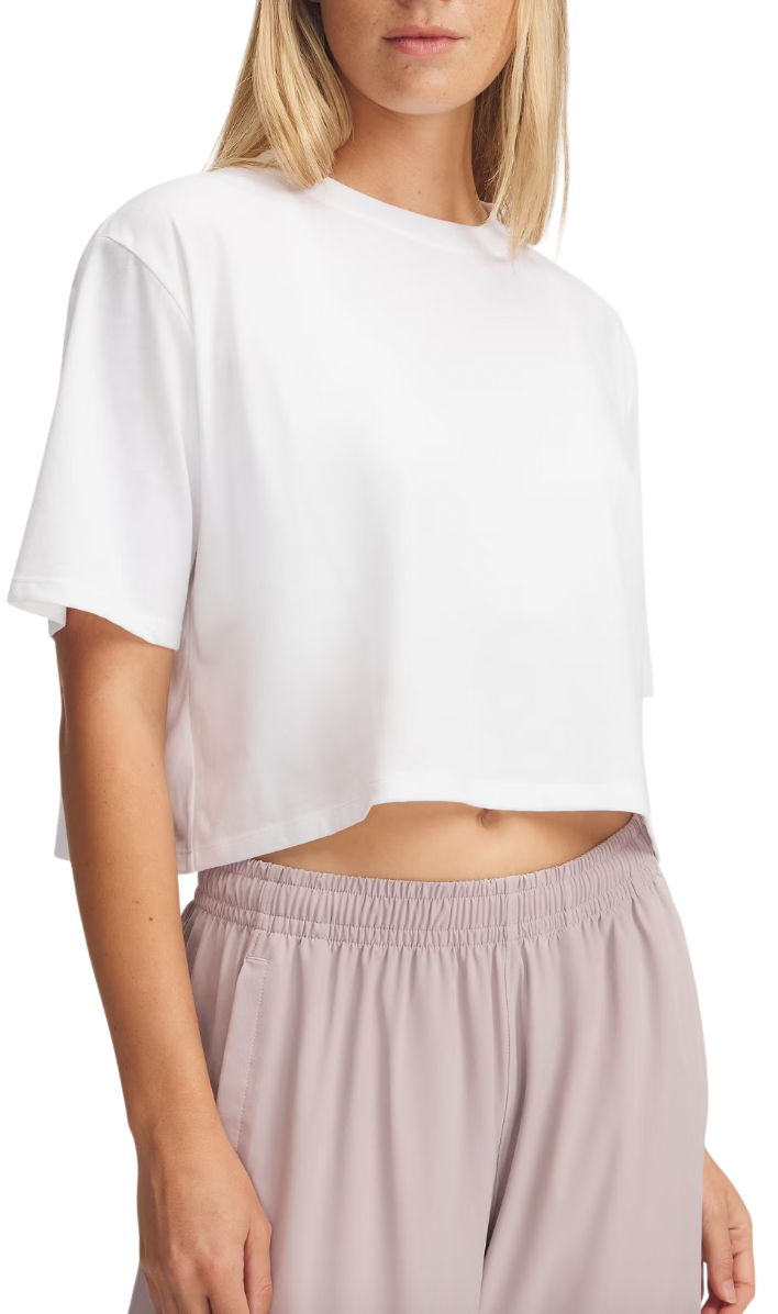 Krop-top Under Armour Under Armour Rival Short Sleeve Crop Top Bela | 1389721-100