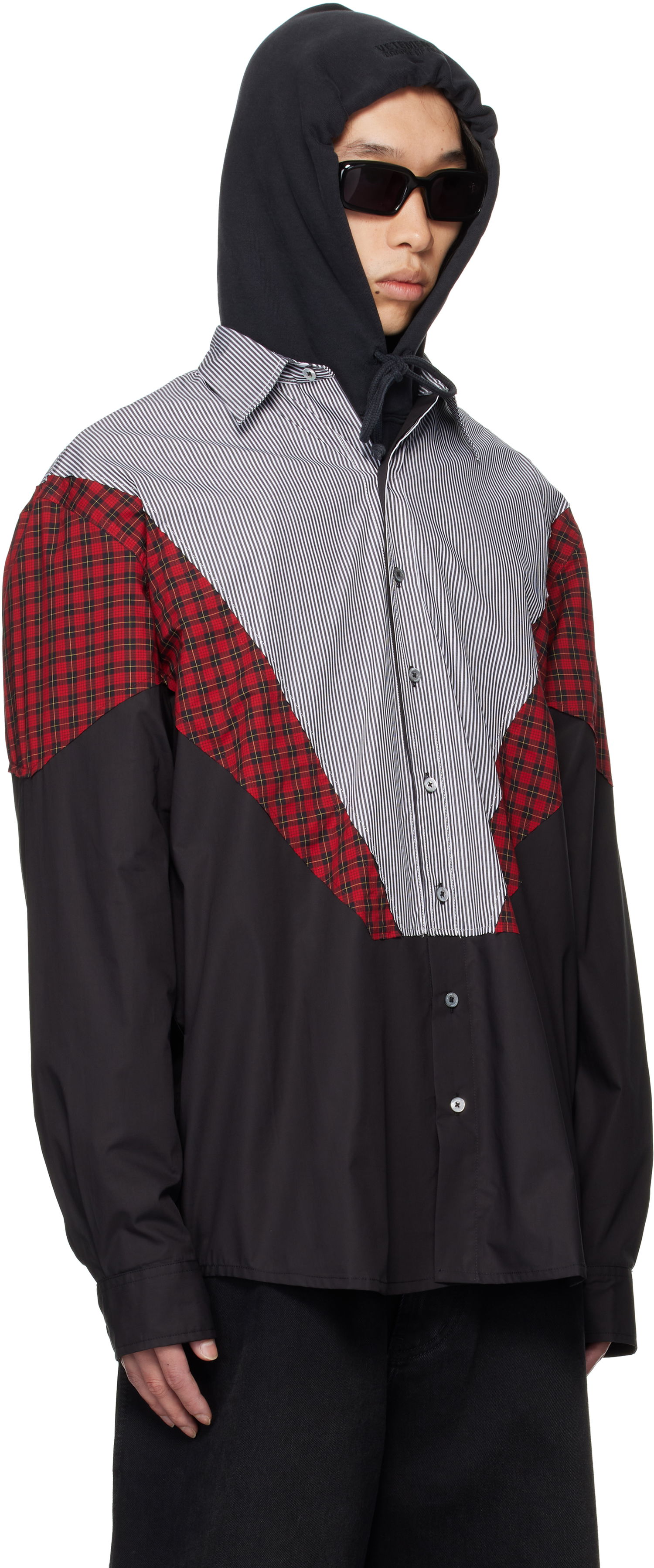 Srajce VETEMENTS VETEMENTS Tracksuit Panelled Shirt Črna | UH76SH860BR, 1