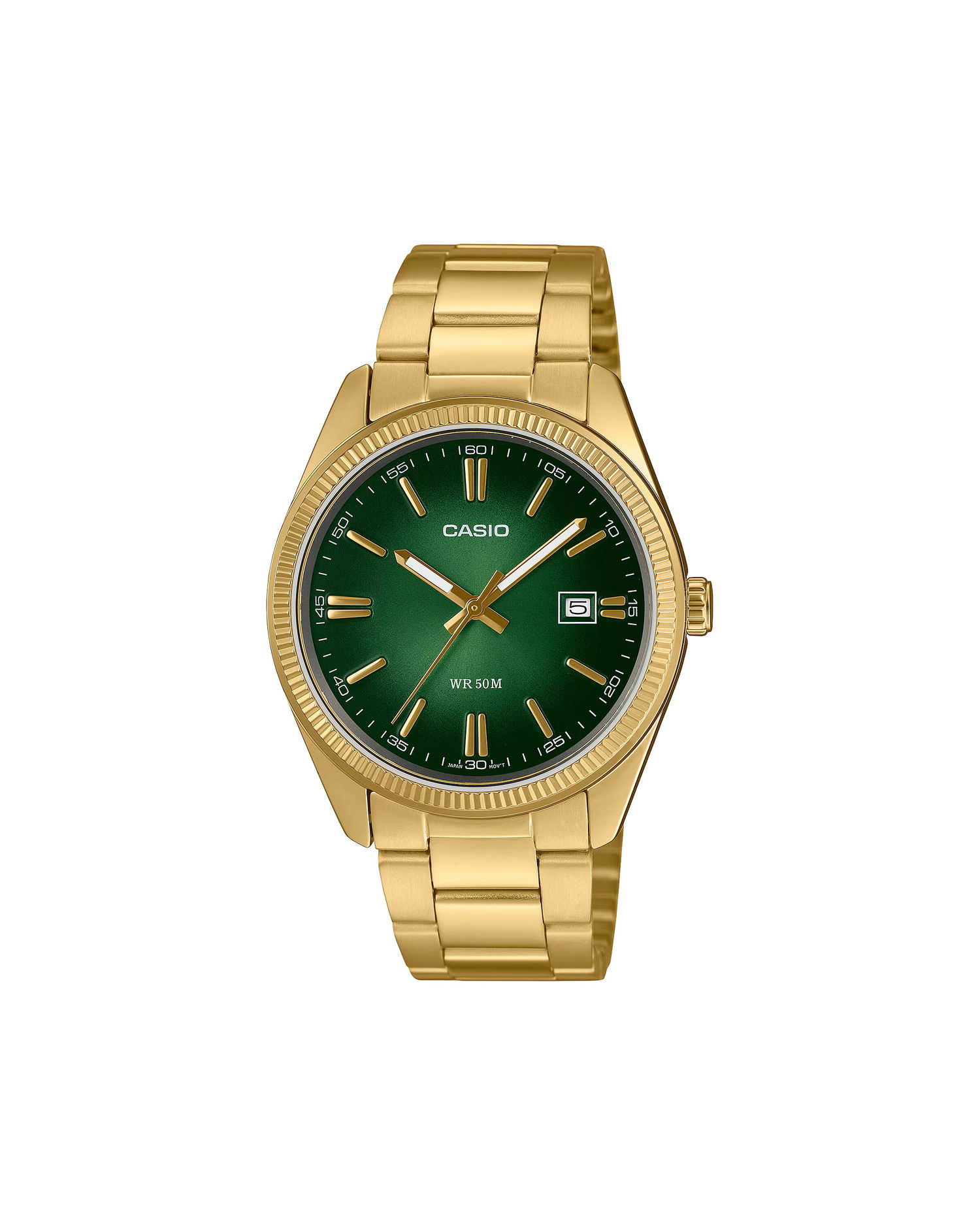 Ure CASIO Wrist Watch with Green Dial and Gold Bracelet undefined | MTP-1302PGC-3AVEF, 0