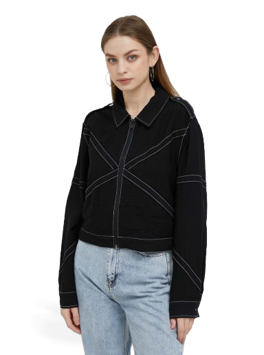 Jakna DKNY Crinkle Dressing Zipper Front Statement Jacket Črna | P3DCTS02