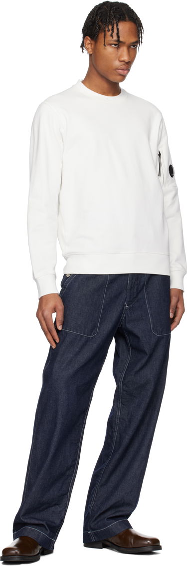 Pleteni pulover C.P. Company C.P. Company Diagonal Raised Fleece Crewneck Lens Sweatshirt Bela | 18CMSS023A-005086W, 4