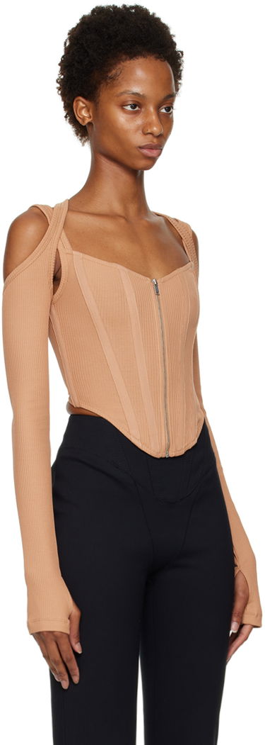 Majica brez rokavov Dion Lee Cutout Long Sleeve Top Bež | A3570F22, 1