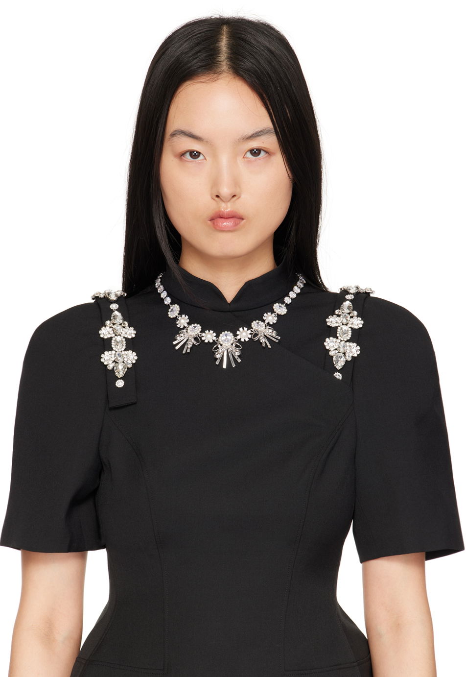 Ogrlica SHUSHU/TONG SHUSHU/TONG Curly Hair Sunflower Diamond Chain Necklace Kovinski | 24724SLV00NN, 1