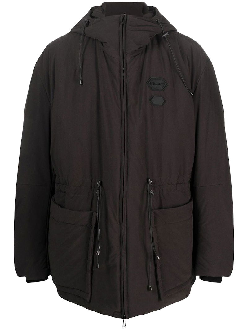 Puhovka Off-White Logo-Patch Padded Jacket Black Črna | OMED056F22FAB0011000