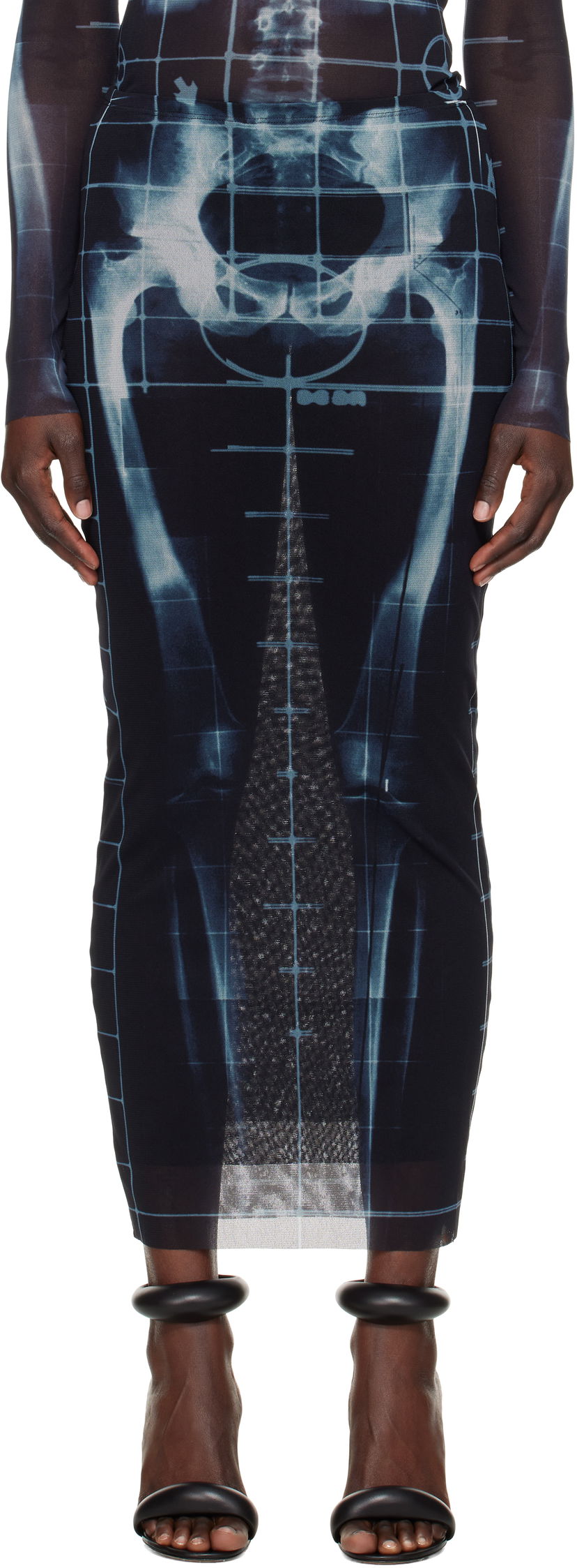 Obleke Jean Paul Gaultier Jean Paul Gaultier 'The Squeletor' Maxi Skirt Črna | 25/33-F-JU144-T580-005956