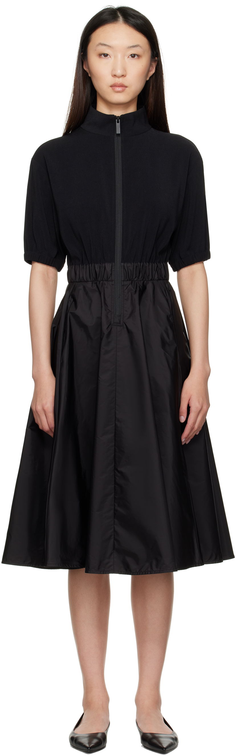 Obleke Moncler Moncler Taffeta Skirt Midi Dress Črna | K20932G00013596WF