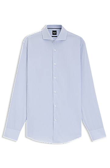 Srajce BOSS Slim-fit Striped Cotton Twill Shirt Modra | 50545826
