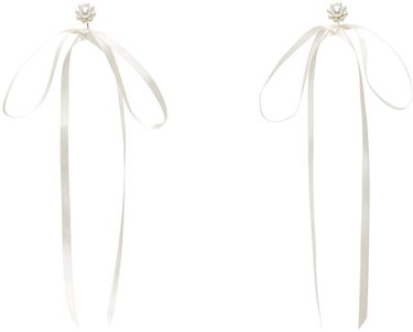 Uhani Simone Rocha Simone Rocha Bow Ribbon Stud Earrings Bela | ERG389 0904, 0