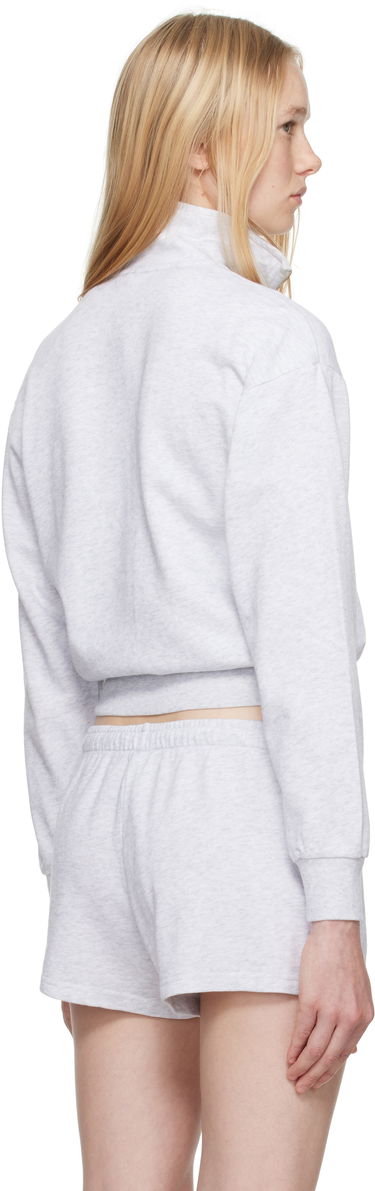 Pleteni pulover SKIMS SKIMS Lightweight Fleece Shrunken Quarter Zip Sweatshirt Siva | PL-PLO-8155W, 2