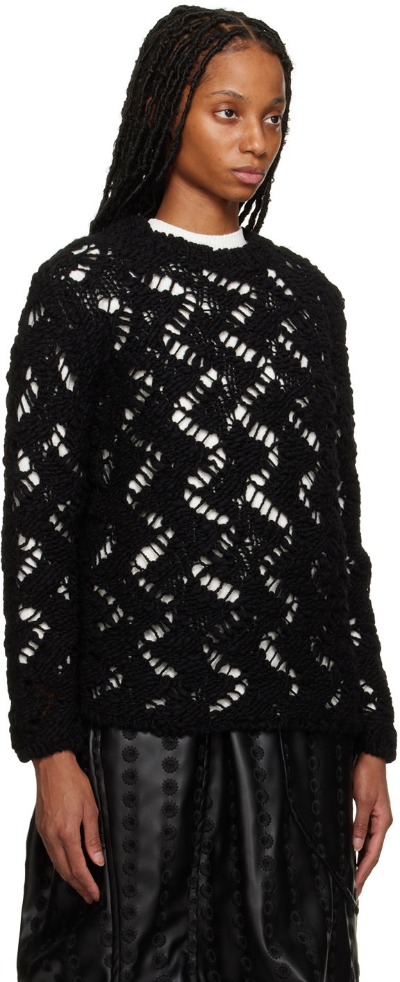 Pleteni pulover Comme des Garçons Comme des Garçons Open Knit Crewneck Sweater Črna | GJ-N006-051, 1