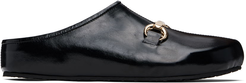 Modni dodatki Marine Serre Marine Serre Smooth Leather MS Slip-on Loafers Črna | WFW044A CLEA0004