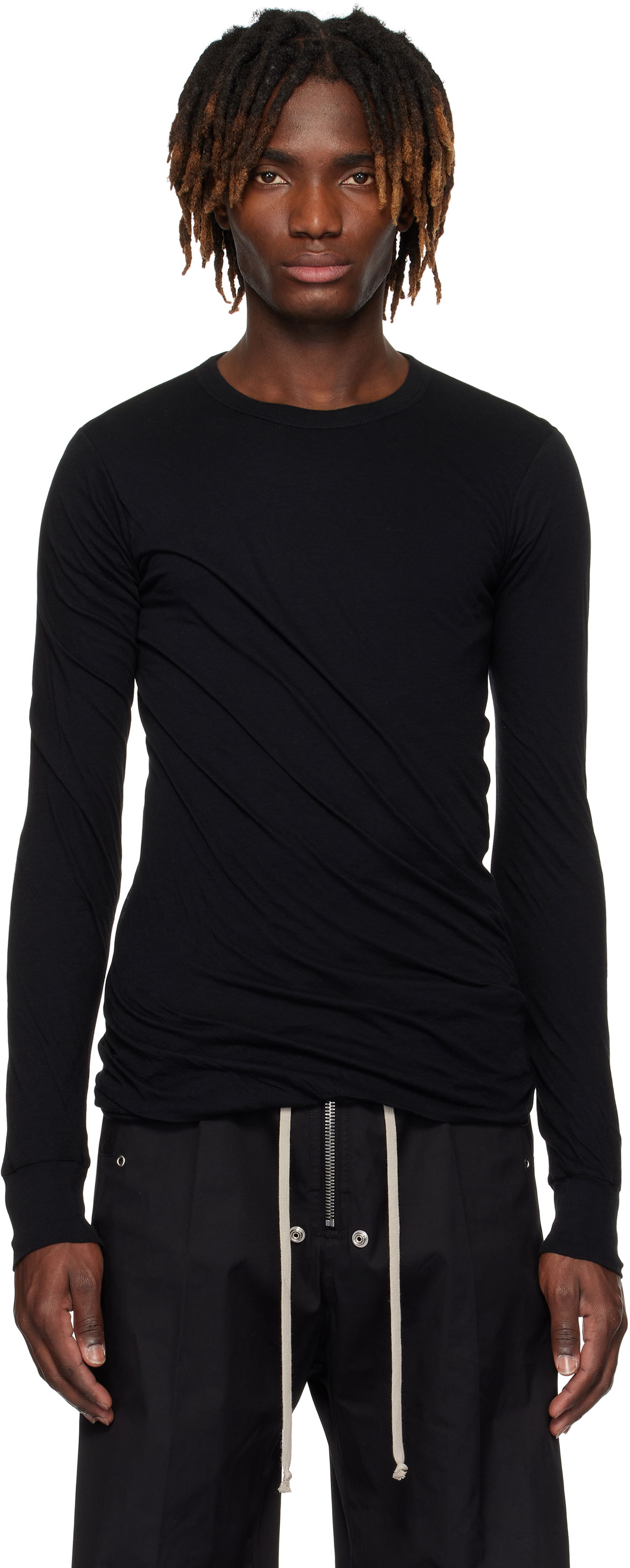 Majica Rick Owens Rick Owens Hollywood Double Long Sleeve T-Shirt Črna | RU01E5257 UC, 0