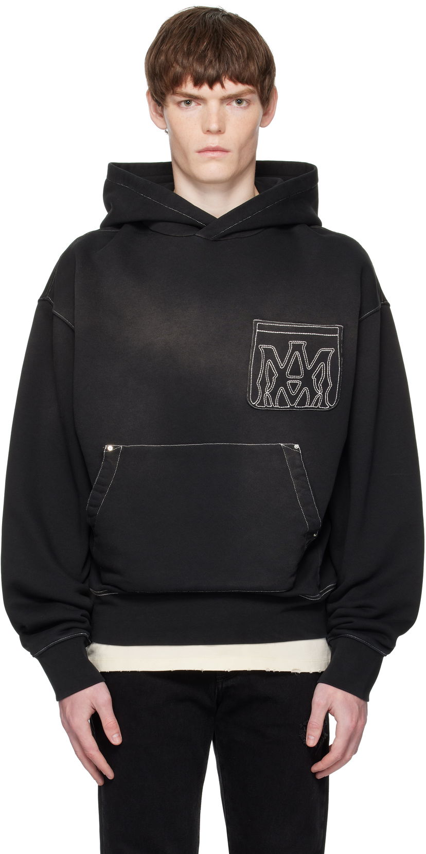 Pulover AMIRI AMIRI MA Outline Oversized Hoodie Črna | AMJYHD1120