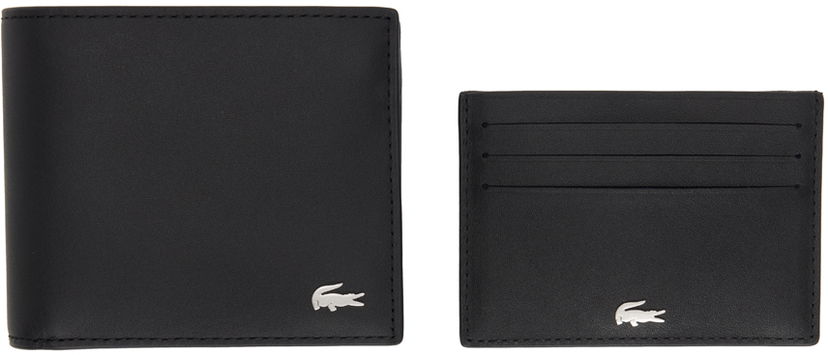 Denarnica Lacoste Leather Wallet & Card Holder Set Črna | NH2505FG