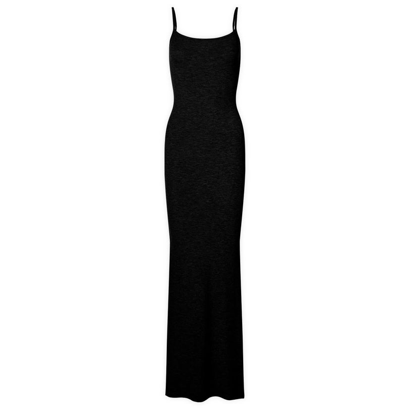 Obleke SKIMS Soft Lounge Long Slip Dress Črna | AP-DRS-0596-ON