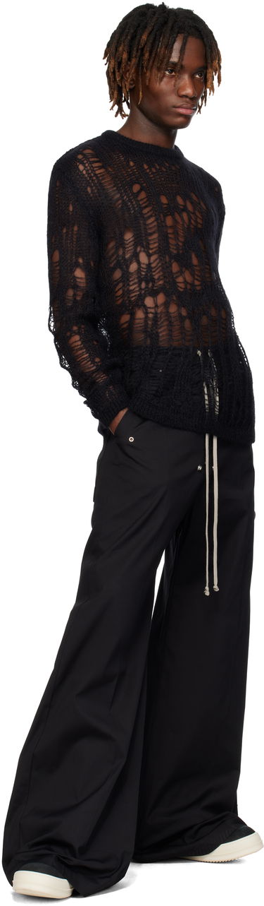 Pleteni pulover Rick Owens Rick Owens Hollywood Biker Round Neck Sweater Črna | RU01E5606 KNETMH, 3