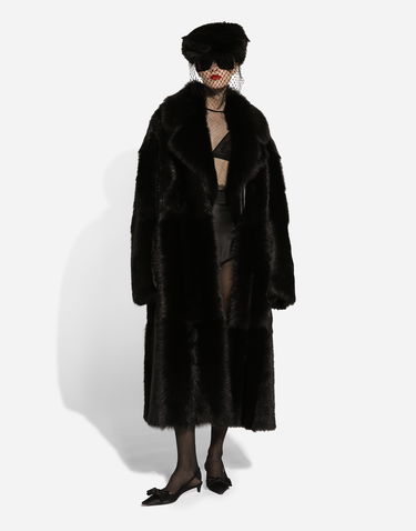 Plašči Dolce & Gabbana Single-breasted Shearling Coat Črna | F0W2DFFUP9BN0000, 2