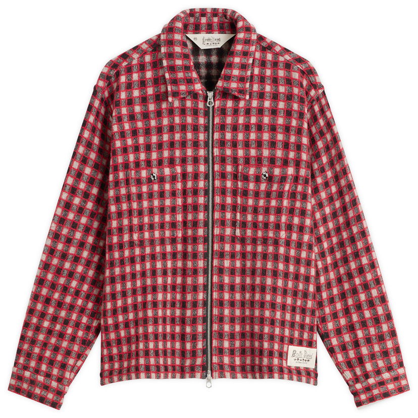 Srajce Brain Dead Brain Dead Check Mate Flannel Zip Shirt, Size Large Rdeča | BDF25T160047-BML